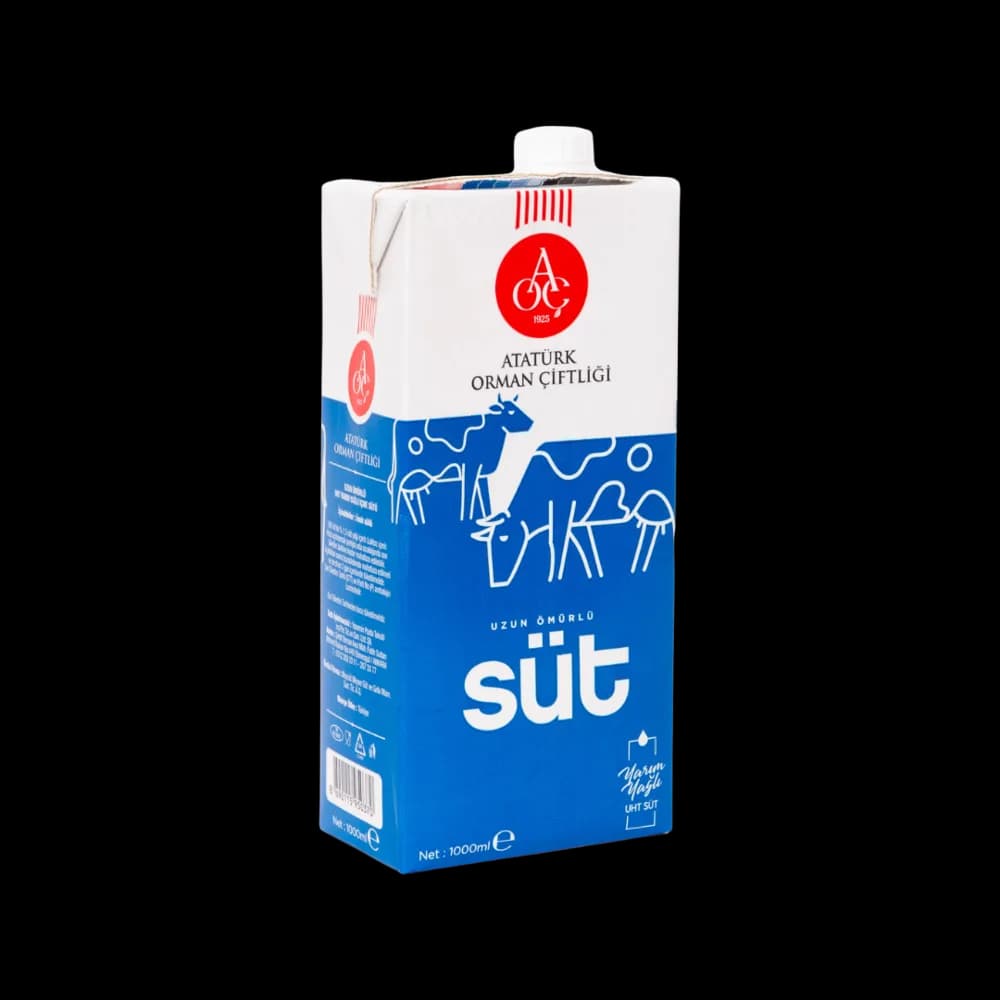 Atatürk Orman Çiftliği A.O.Ç. UHT Yarım Yağlı Süt (%1,5) 1000 ml (12'li koli)