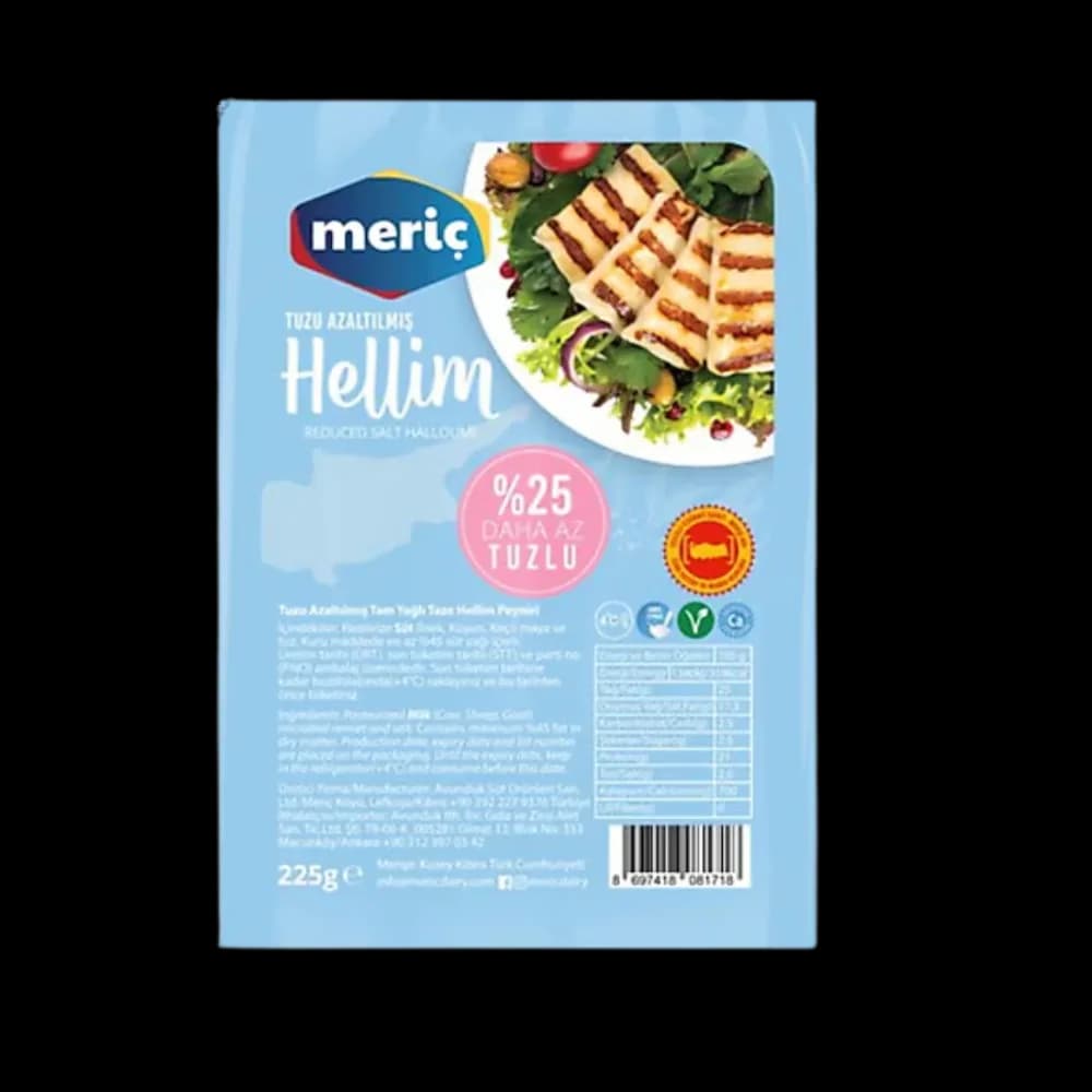 Meriç Meriç Hellim Peynir Kıbrıs Az Tuzlu 225 gr