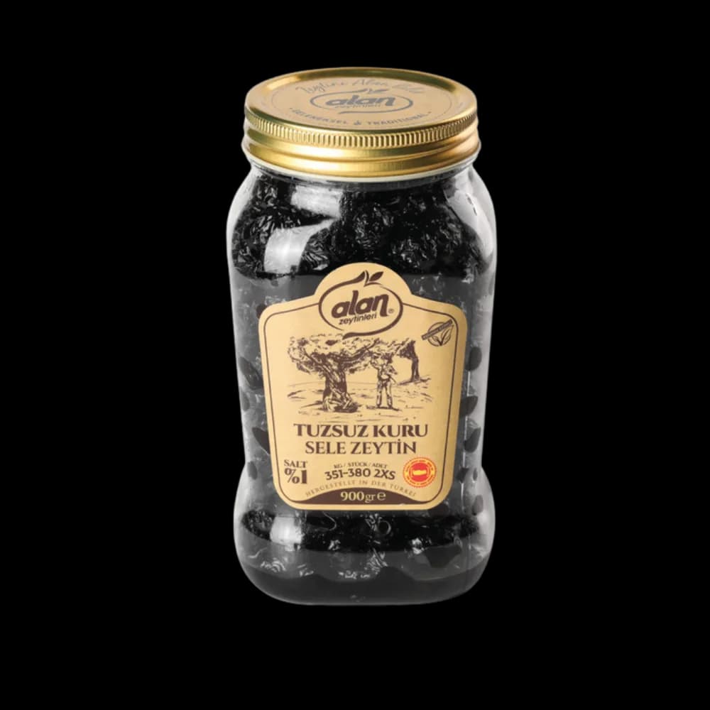 Alan Alan Siyah Zeytin Tuzsuz Kuru Sele PET 900 gr