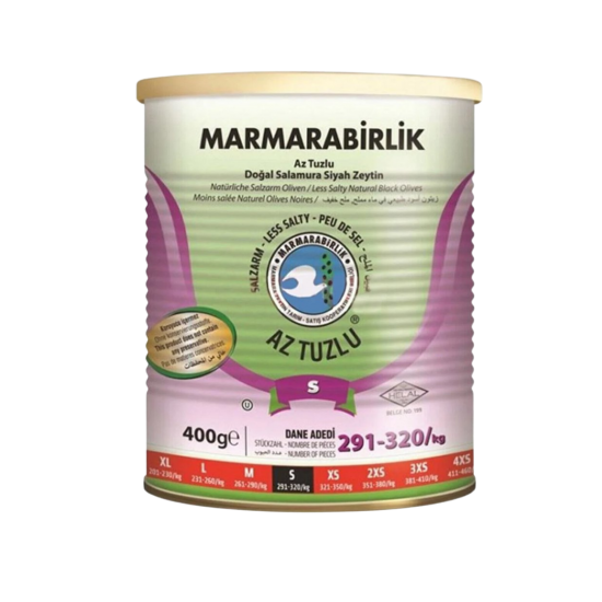 MARMARA BİRLİK  SİYAH ZEYTİN AZ TUZLU 400 GR  MARMARA BİRLİK  SİYAH ZEYTİN AZ TUZLU 400 GR