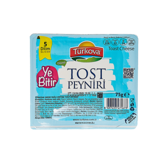 TÜRKOVA TAZE KAŞAR PEYNİR DİLİMLİ 75 GR  TÜRKOVA TAZE KAŞAR PEYNİR DİLİMLİ 75 GR
