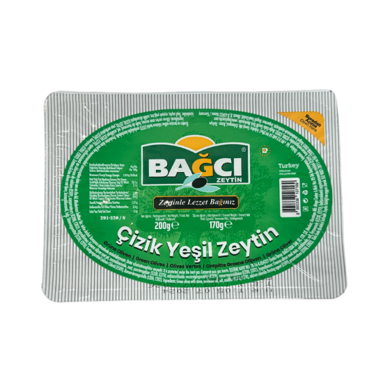 BAĞCI YEŞİL ZEYTİN ÇİZİK PAKET 200 GR 