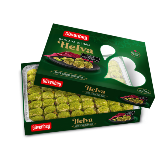 GÜVENBEY HELVA FISTIKLI BAKLAVA DİLİM 5 KG  GÜVENBEY HELVA FISTIKLI BAKLAVA DİLİM 5 KG