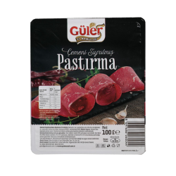 GÜLER PASTIRMA ÇEMENSİZ DİLİMLİ 100 GR  GÜLER PASTIRMA ÇEMENSİZ DİLİMLİ 100 GR