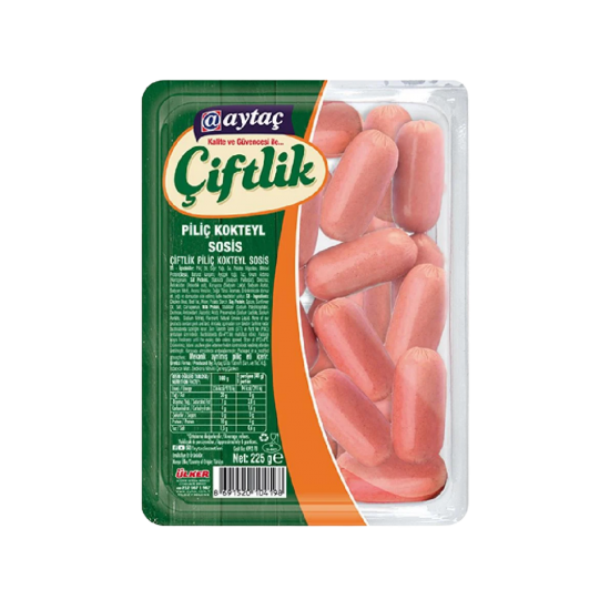 AYTAÇ SOSİS PİLİÇ KOKTEYL ÇİFTLİK 225 GR  AYTAÇ SOSİS PİLİÇ KOKTEYL ÇİFTLİK 225 GR