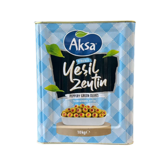 AKSA YEŞİL ZEYTİN BİBERLİ (201-230) 10 KG  AKSA YEŞİL ZEYTİN BİBERLİ (201-230) 10 KG