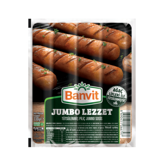 BANVİT SOSİS PİLİÇ JUMBO TÜTSÜ.330 GR BANVİT SOSİS PİLİÇ JUMBO TÜTSÜ.330 GR