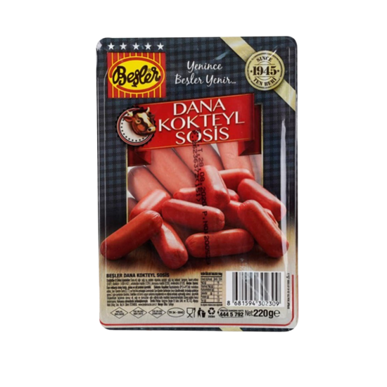 BEŞLER SOSİS DANA KOKTEYL 220 GR  BEŞLER SOSİS DANA KOKTEYL 220 GR