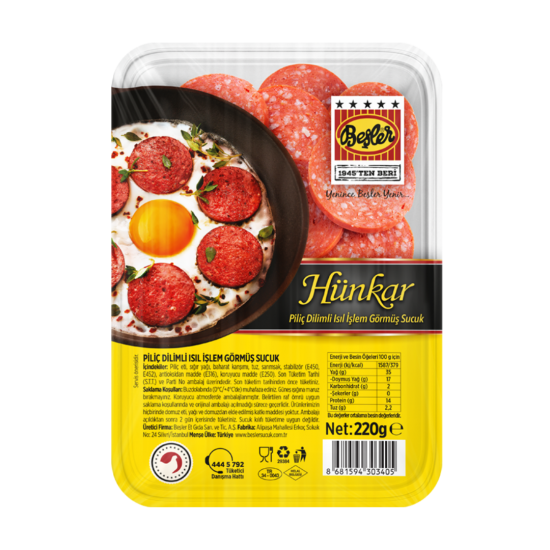 BEŞLER PİLİÇ SUCUK DİLİMLİ 220 GR 
